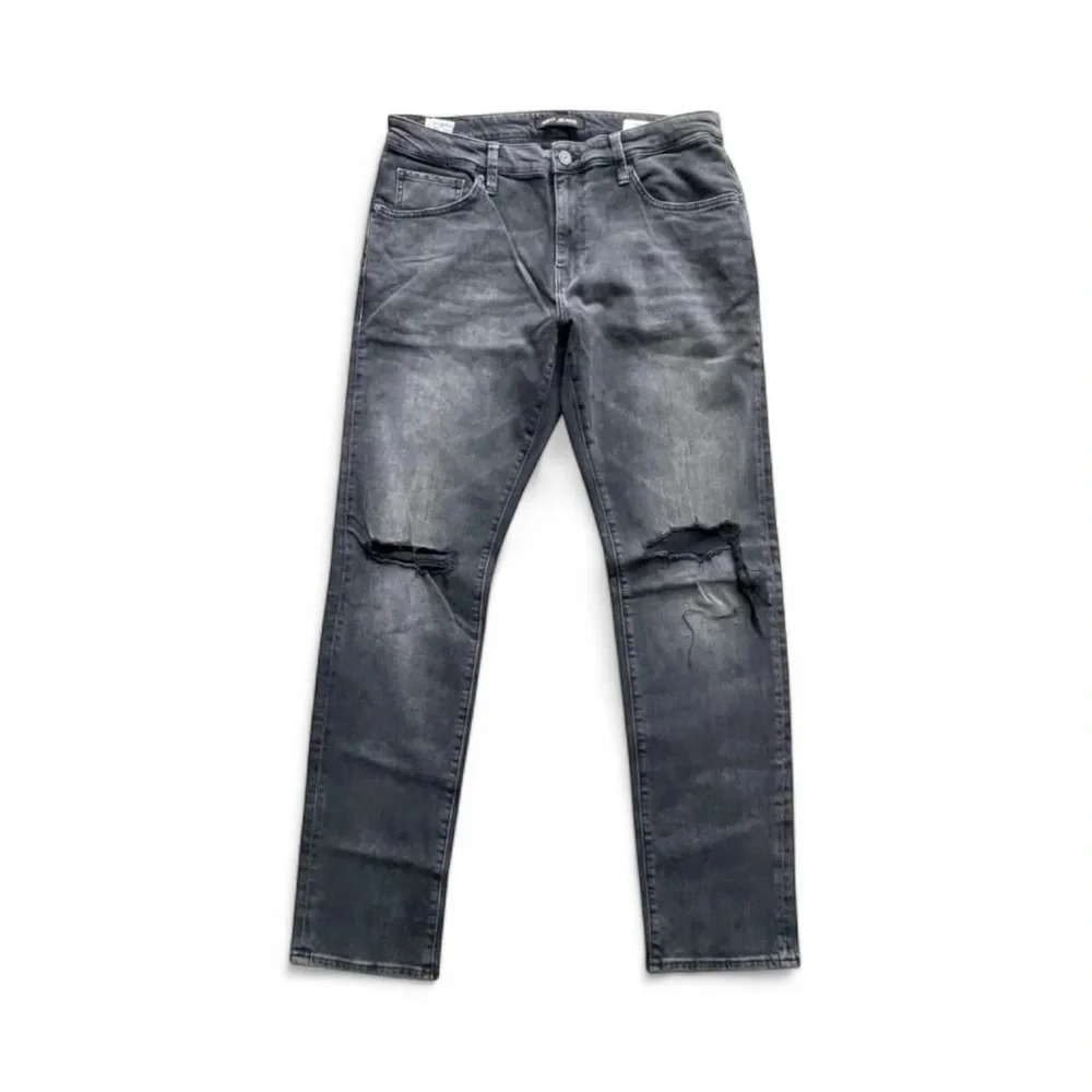 Mavi Jake Jeans Mens 36 x 34 Black Wash Slim Leg Distressed Jeans